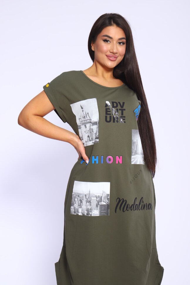 Платье женское 46650 хаки