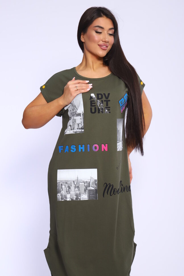 Платье женское 46650 хаки