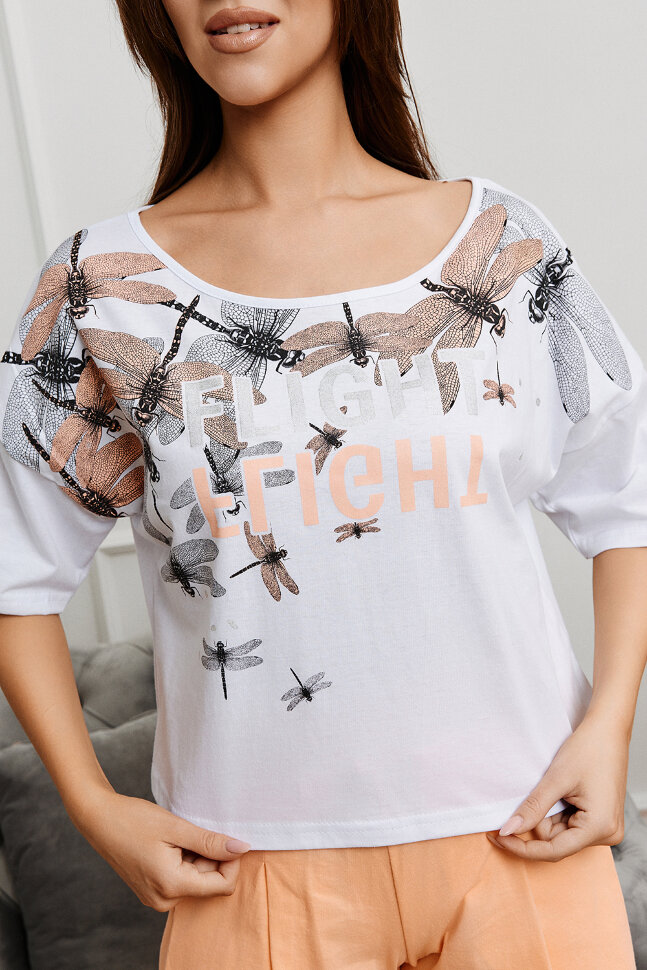 Женский костюм с шортами 8333 персиковый