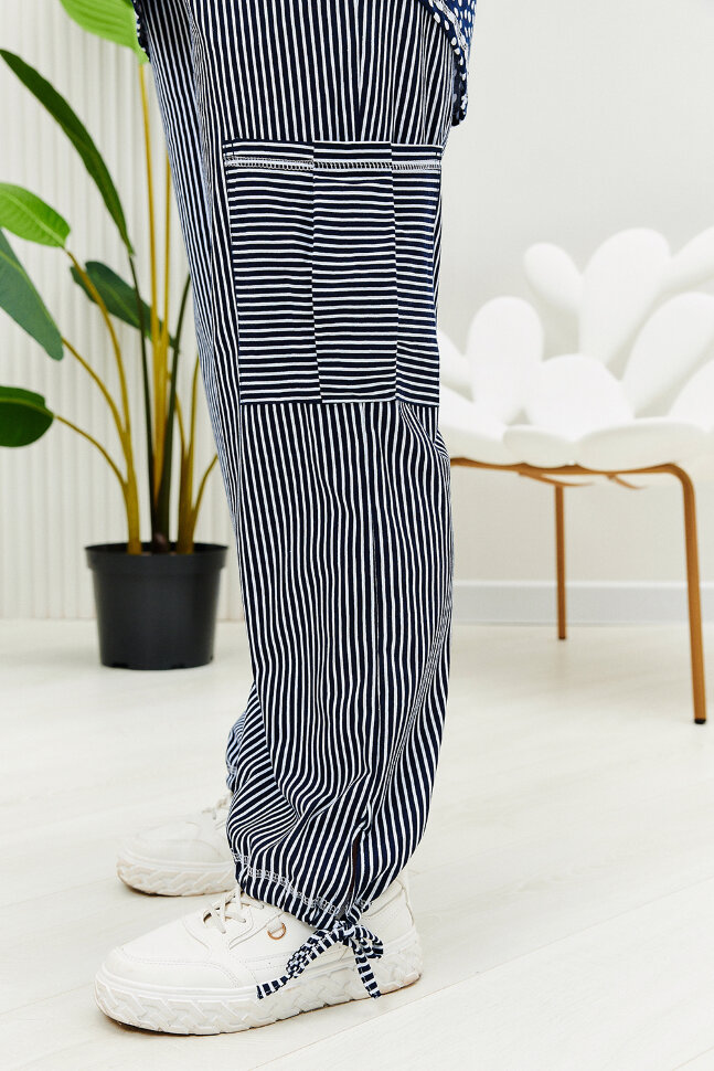 Женский костюм с брюками 9206 полоса горошек