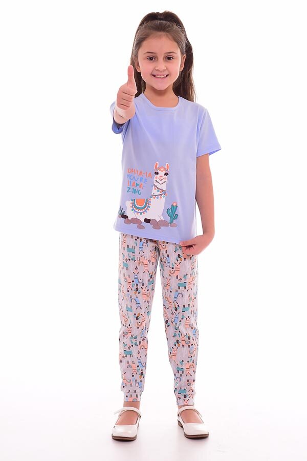 Пижама детская 7-189д (голубой+персик)