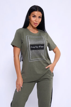 Женский костюм с брюками 65061 хаки