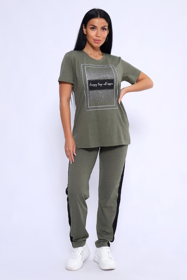 Женский костюм с брюками 65061 хаки