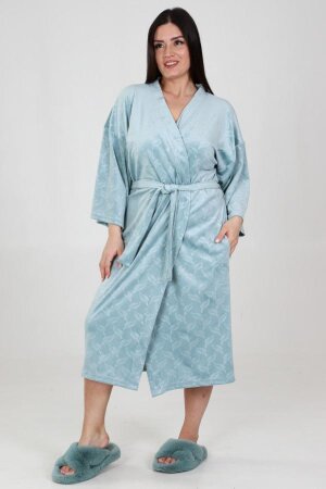 Халат велюр на запах мята ХВ-02