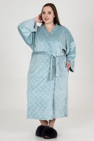 Халат велюр на запах мята ХВ-02