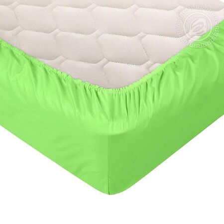 Простыня на резинке Салатовая, сатин