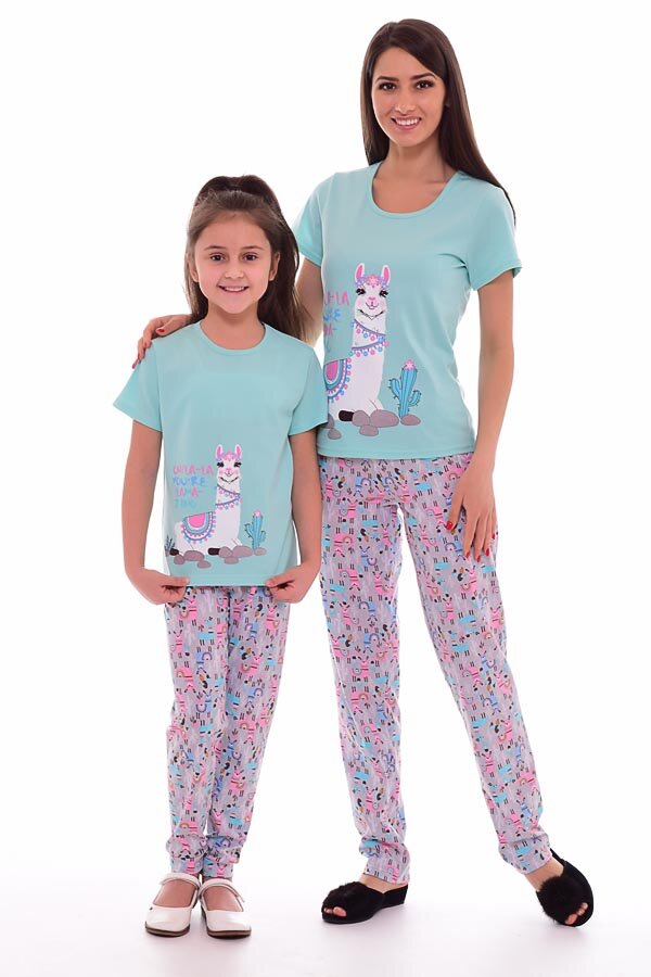 Пижама детская 7-189 (ментол+розовый)