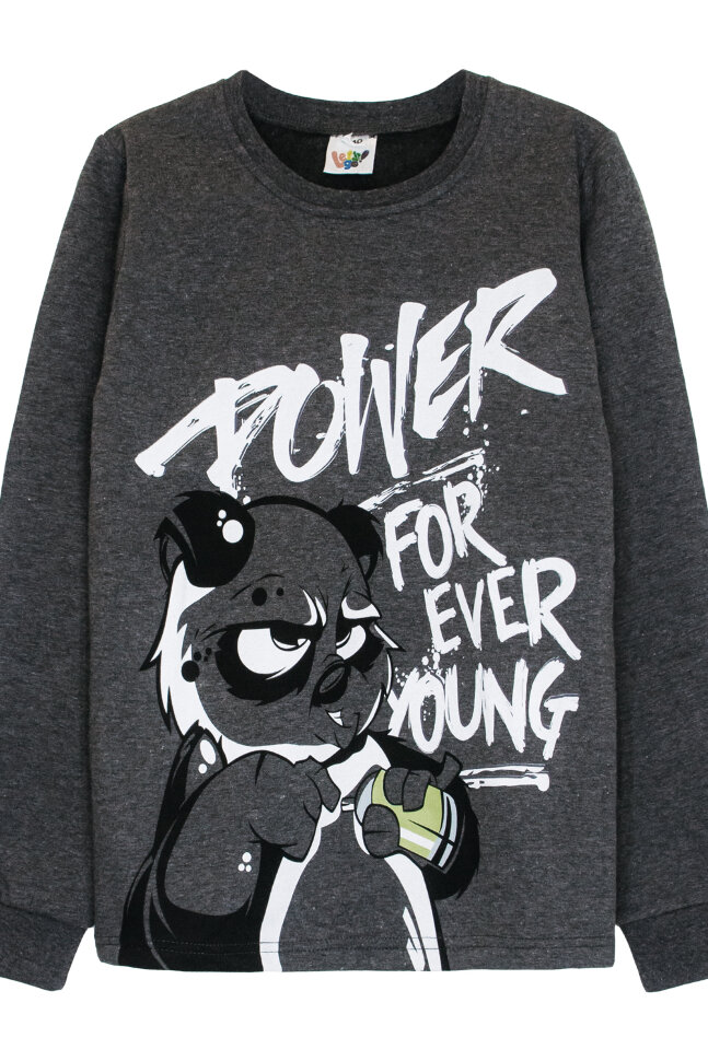 Пижама с брюками для мальчика 92213 темно-серый меланж/черная клетка