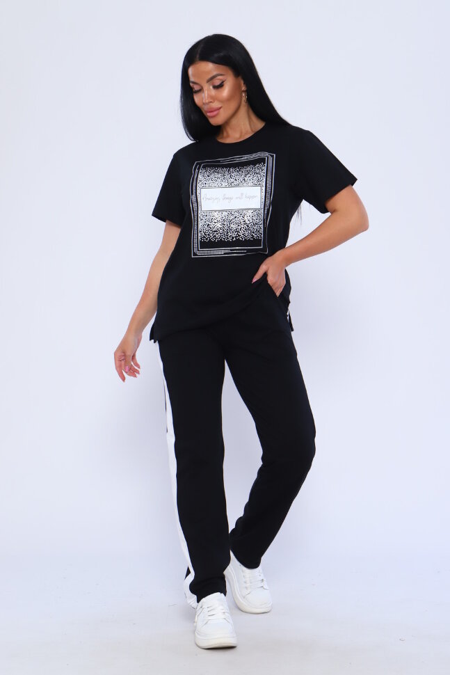 Женский костюм с брюками 65061 черный