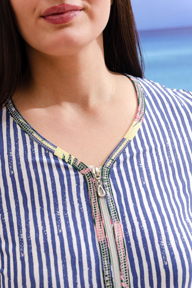 Халат Женский 9231 пальмы синий