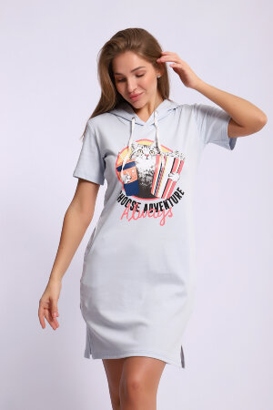 Платье женское ЕПЛ-1055 серо-голубой