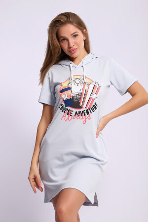 Платье женское ЕПЛ-1055 серо-голубой