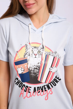 Платье женское ЕПЛ-1055 серо-голубой