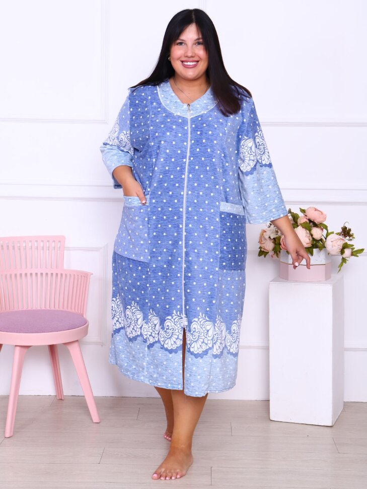 Халат велюр на молнии мар-447