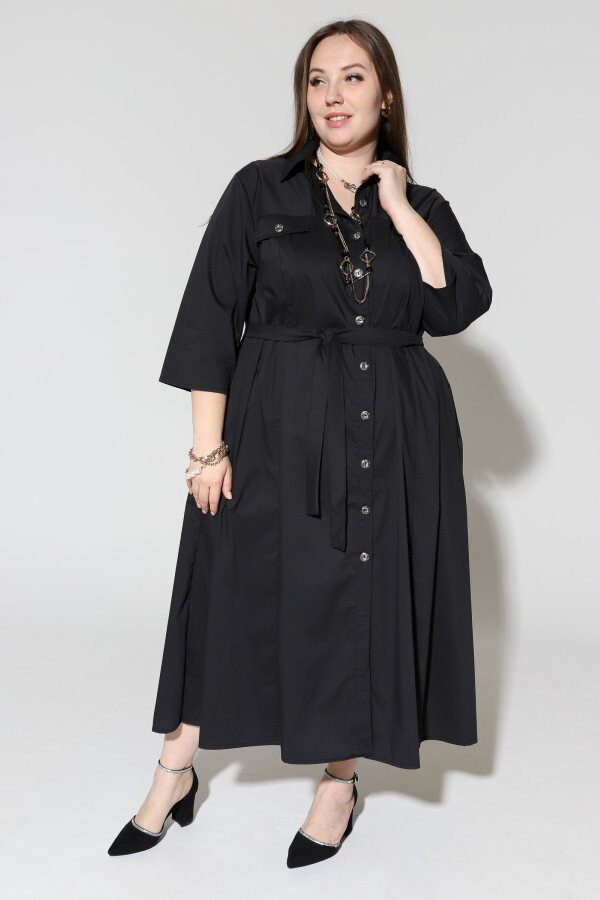 Платье-рубашка Лаки черный ПЛ- 777-1