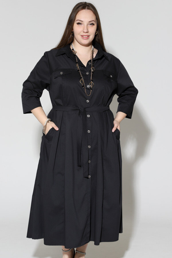 Платье-рубашка Лаки черный ПЛ- 777-1