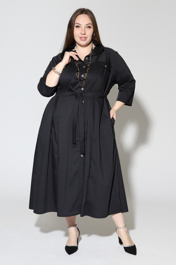 Платье-рубашка Лаки черный ПЛ- 777-1