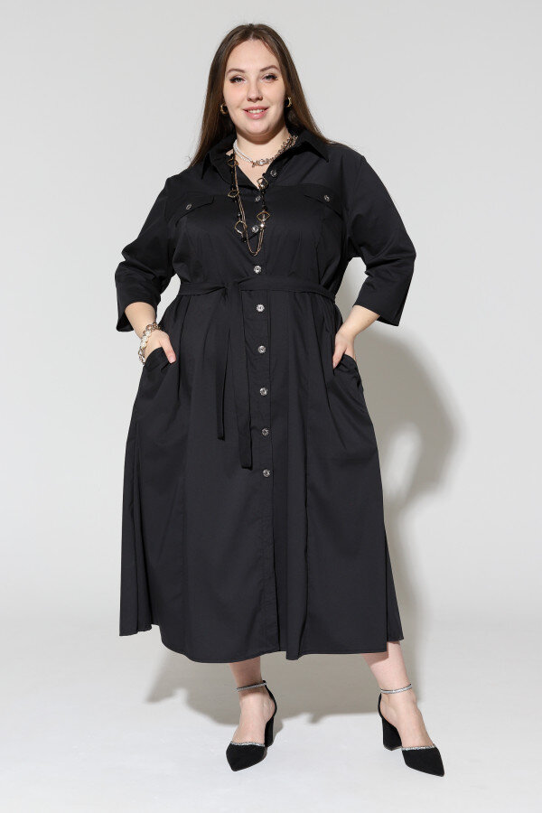 Платье-рубашка Лаки черный ПЛ- 777-1