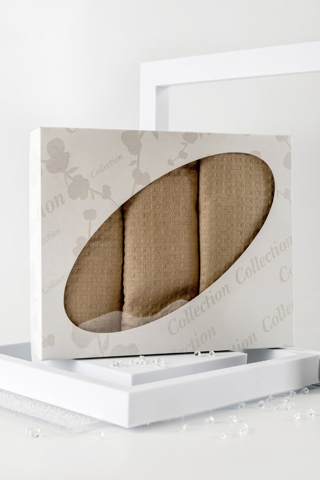 Полотенце кухонное в подарочном коробе бежевый