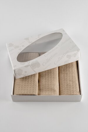 Полотенце кухонное в подарочном коробе бежевый