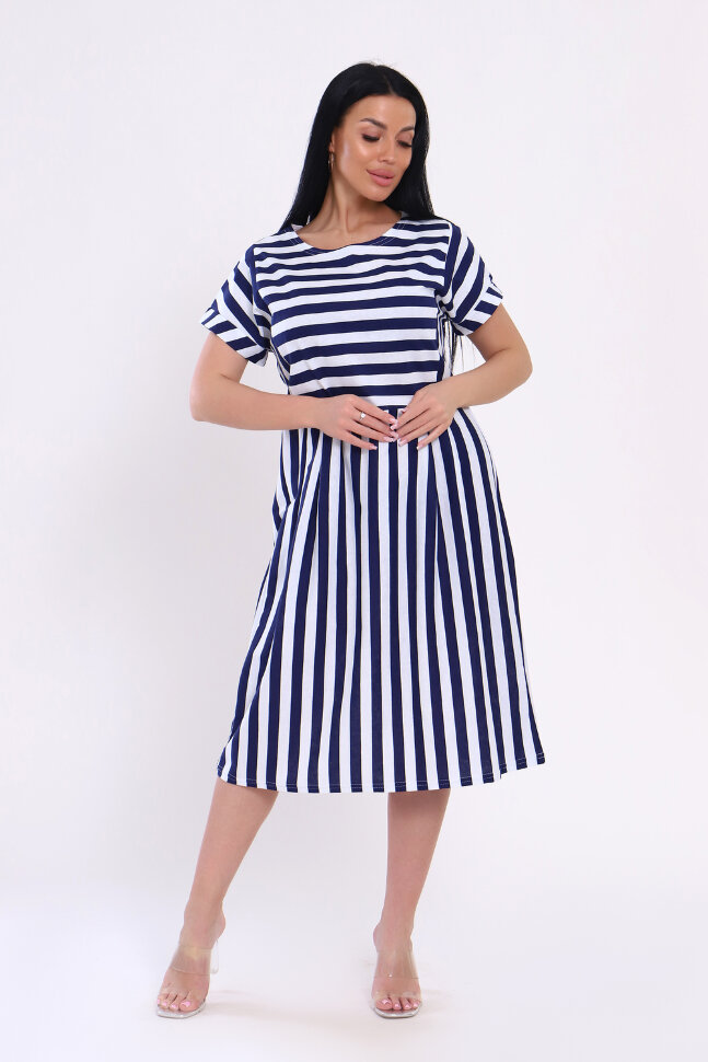 Платье женское 82054 полоса синяя