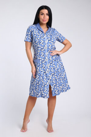 Халат Женский 35328 цветочки на голубом