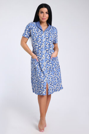 Халат Женский 35328 цветочки на голубом