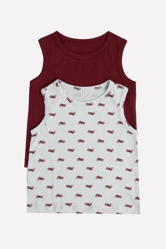 Майка для мальчика 423344-2 2шт мотоциклы на сером, бордо