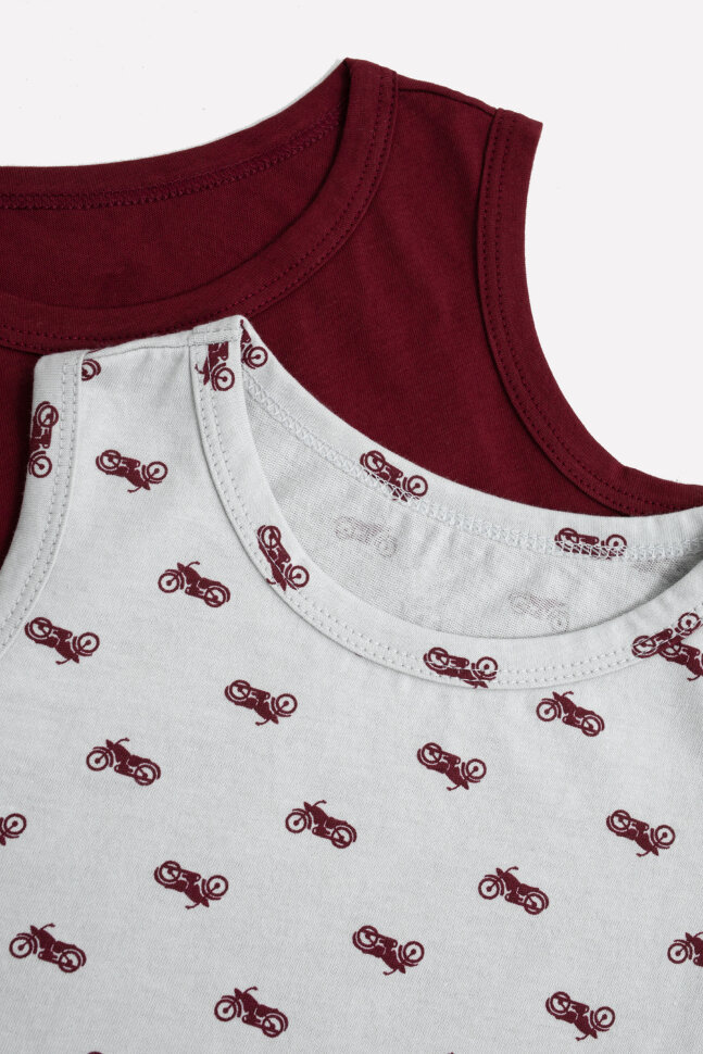 Майка для мальчика 423344-2 2шт мотоциклы на сером, бордо