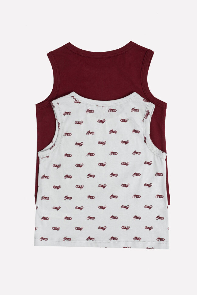 Майка для мальчика 423344-2 2шт мотоциклы на сером, бордо