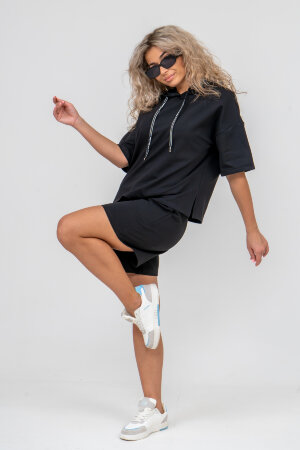 Женский костюм с шортами 36637 черный