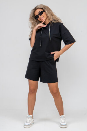 Женский костюм с шортами 36637 черный