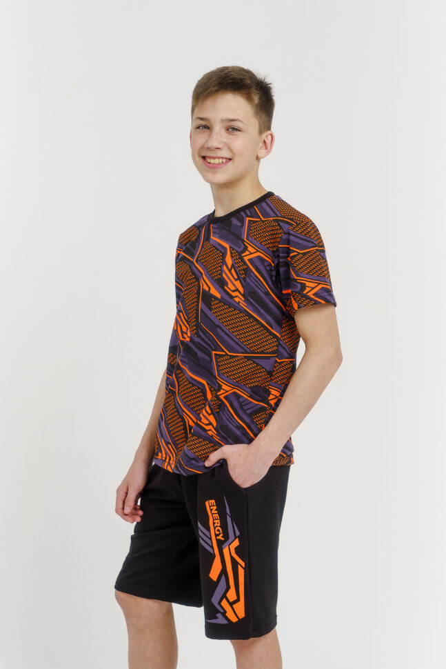 Костюм с шортами для мальчика Грани оранжевый