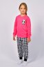 Пижама с брюками для девочки 91220 ярко-розовый/черная клетка