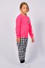 Пижама с брюками для девочки 91220 ярко-розовый/черная клетка