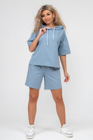 Женский костюм с шортами 36637 серо-голубой