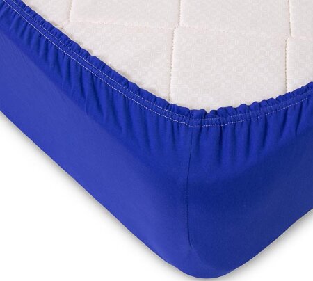 Простыня на резинке Синяя, трикотаж