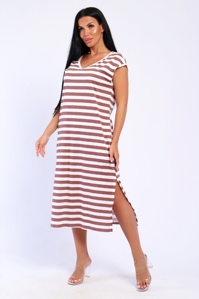 Платье женское 82060 полоса пыльная роза