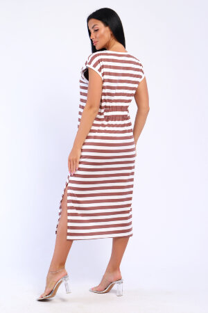 Платье женское 82060 полоса пыльная роза