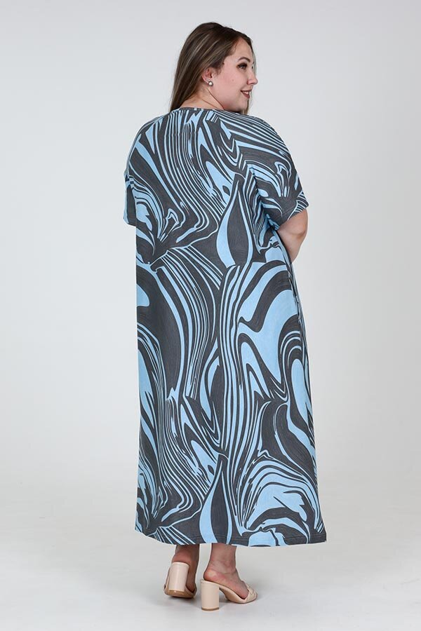 Платье Волна голубой ПГ-238