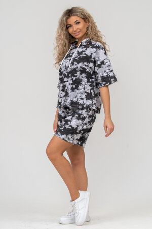 Женский костюм с шортами 36637 тай дай серый