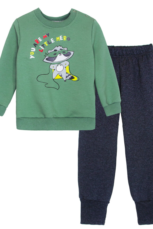 Костюм с брюками для мальчика 11241 синий меланж/шалфей