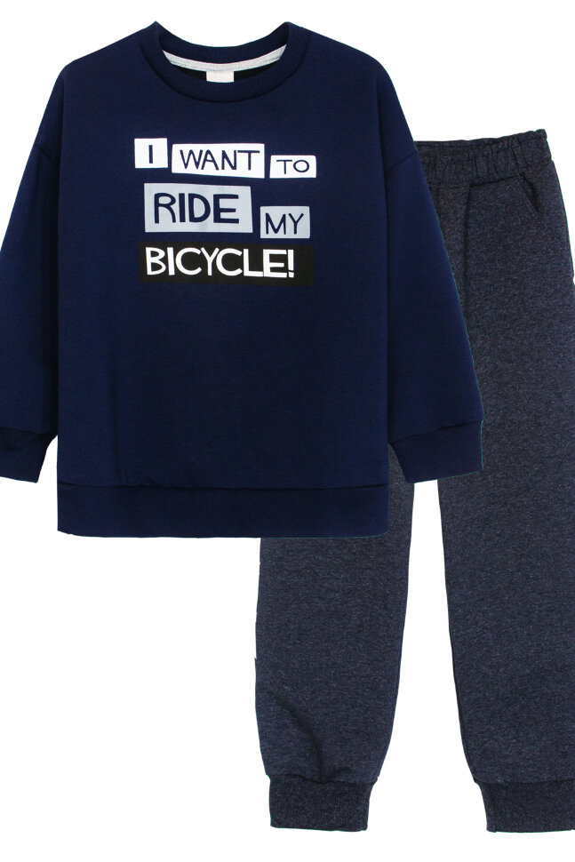 Костюм с брюками для мальчика 11242 синий меланж/индиго