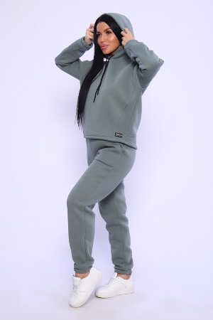 Женский костюм с брюками 80027 оливковый