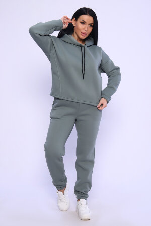 Женский костюм с брюками 80027 оливковый