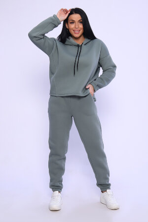 Женский костюм с брюками 80027 оливковый