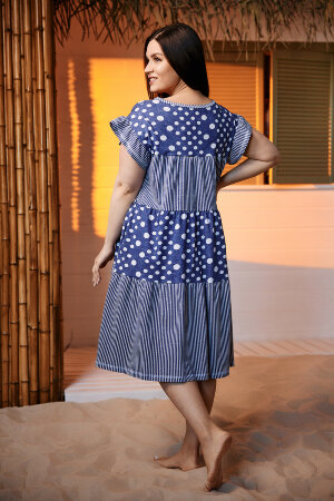 Платье женское 9200 полоса горох хаки