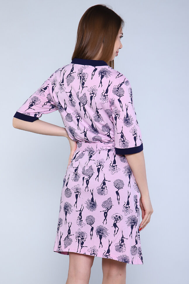 Женский пеньюар с сорочкой 63128 синий