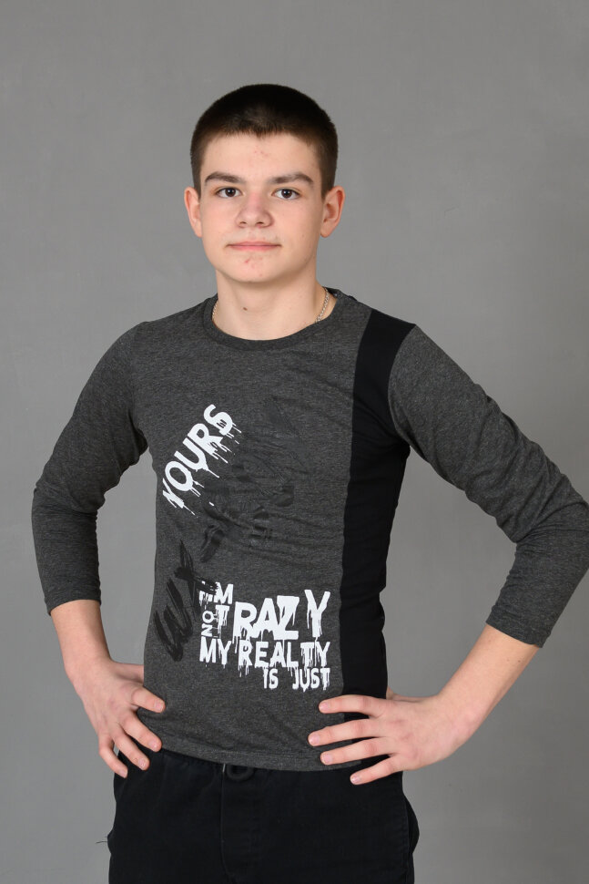 Детский лонгслив для мальчика 83017 антрацит