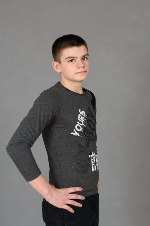 Детский лонгслив для мальчика 83017 антрацит